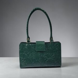 Patricia Nash Rienzo Burnish Tooled Leather Shoulder Handbag Sage